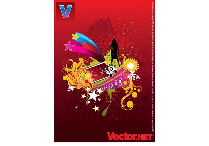 Vector Woman Silhouette on Abstract Flower Background Vector Woman Silhouette on Abstract Flower Background
