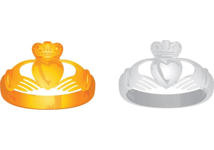 Claddagh Ring Vector - Gold and Silver Claddagh Ring Vector - Gold and Silver