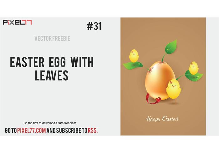 Easter Vector Card Egg with Leaves Easter Vector Card Egg with Leaves