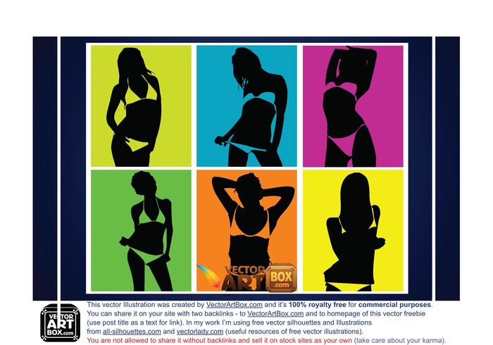 Vector Bikini Girls Pop Art Style Background Vector Bikini Girls Pop Art Style Background