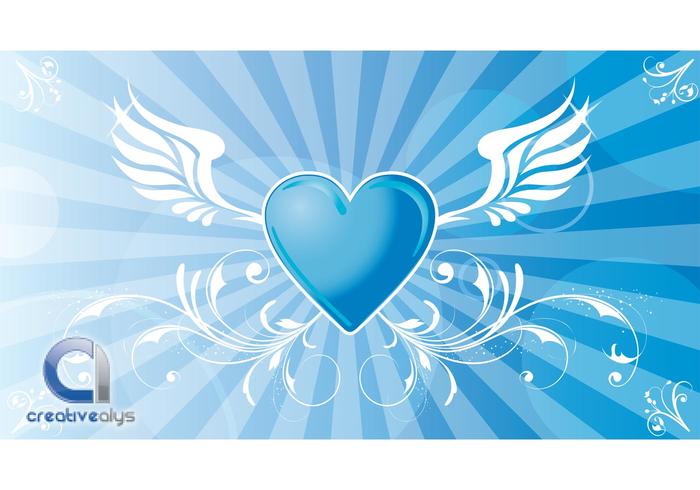 Vector Winged Heart Background Vector Winged Heart Background