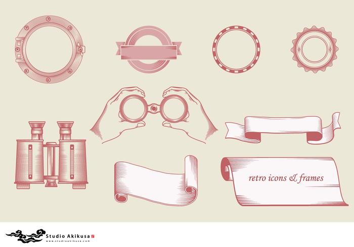 A Set of Retro Frames and Icons A Set of Retro Frames and Icons