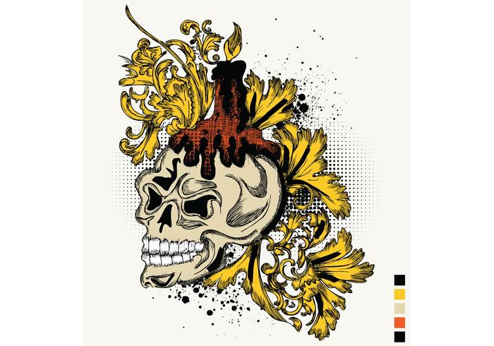 Free Vector Skull and Floral T-shirt Design Free Vector Skull and Floral T-shirt Design