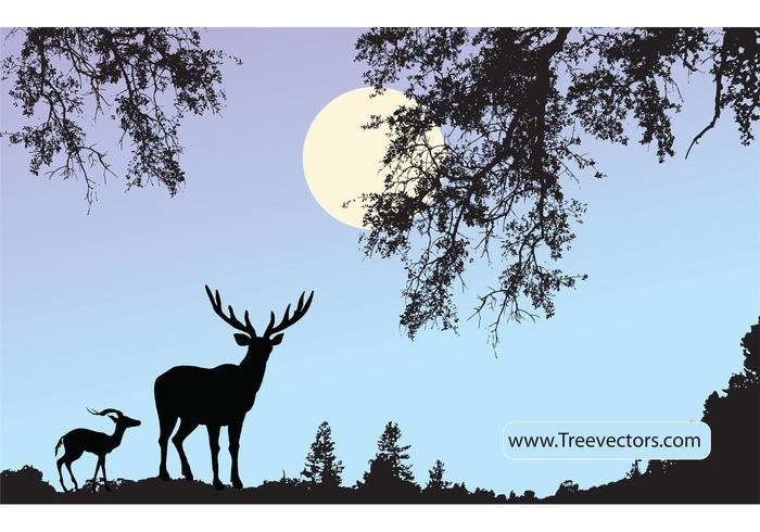 Nature Scene Vector with Deer Nature Scene Vector with Deer