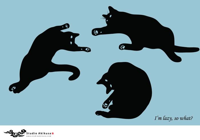 Silhouettes of lazy postured cats Silhouettes of lazy postured cats