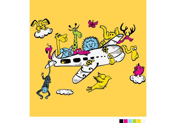 Cartoon Animals Riding Airplane Cartoon Animals Riding Airplane