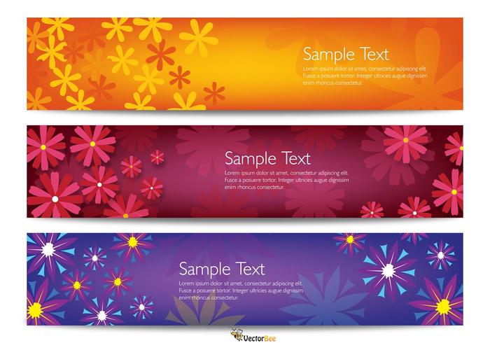 Colorful Vector Flower Banners Colorful Vector Flower Banners