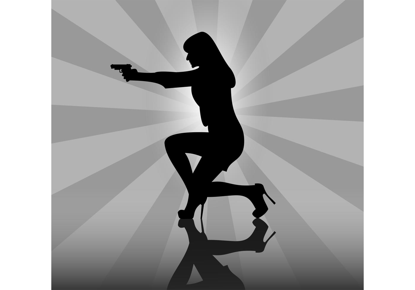 Download Woman with a Gun Silhouette - Download Free Vector Art ...
