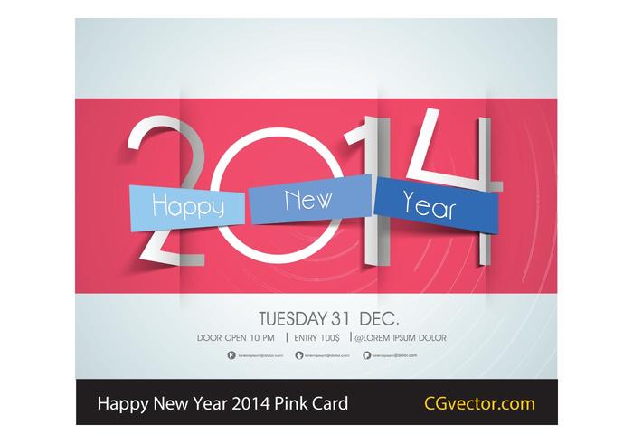 Free Vector Pink Happy New Year 2014 Card Free Vector Pink Happy New Year 2014 Card