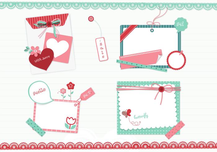 Girly Scrapbook Elements Vector