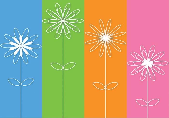 Abstract 3D Outlined Flowers Vector