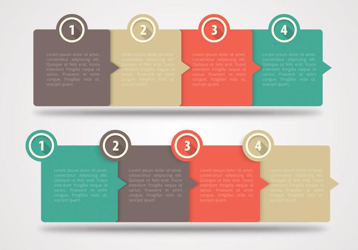 Four Steps Horizontal Banners Vector