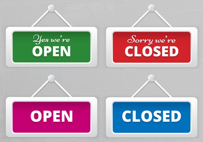 Open and Closed Hanging Sign Boards Vector