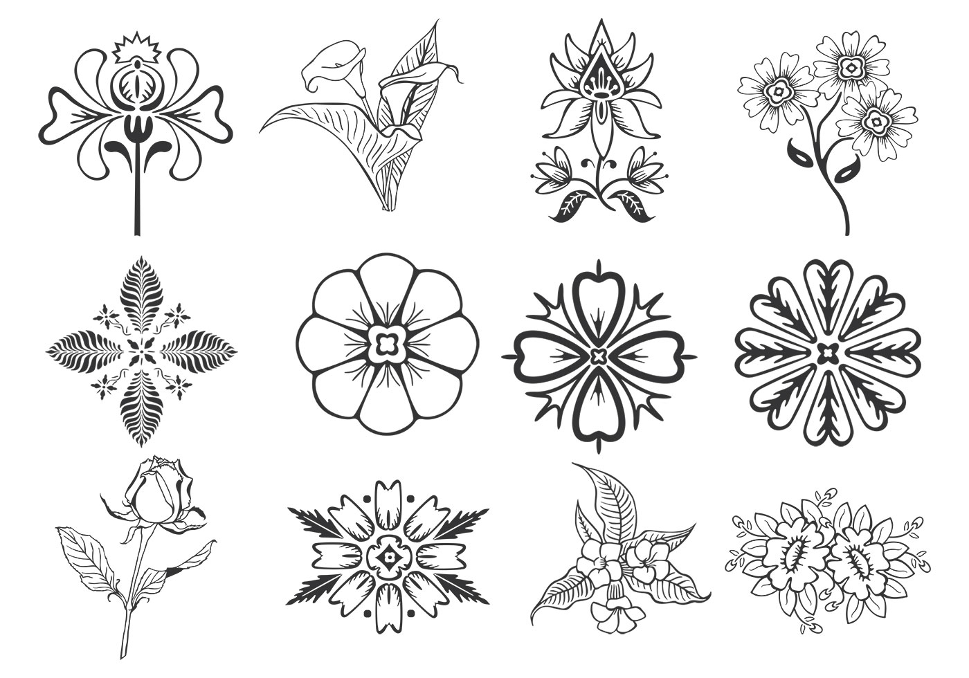 Download Floral Design Elements Vector Pack - Download Free Vectors ...