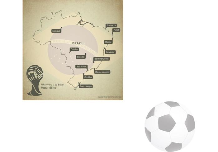 Brazil Map Vector with World Cup 2014 host cities Brazil Map Vector with World Cup 2014 host cities