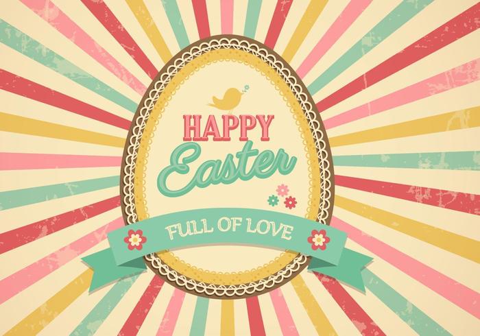 Retro Sunburst Easter Egg Vector Background