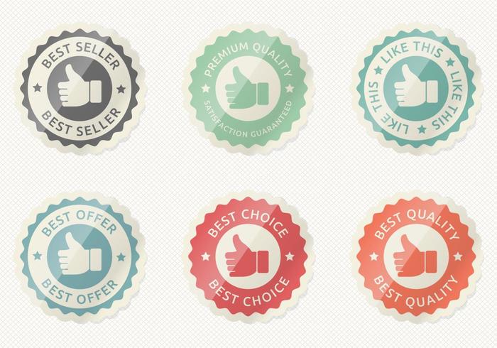 Glossy Thumbs Up Badge Vector Set