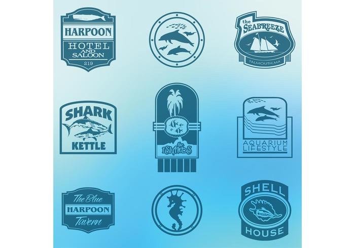 Sea and Ocean Tourism Label Vectors Sea and Ocean Tourism Label Vectors