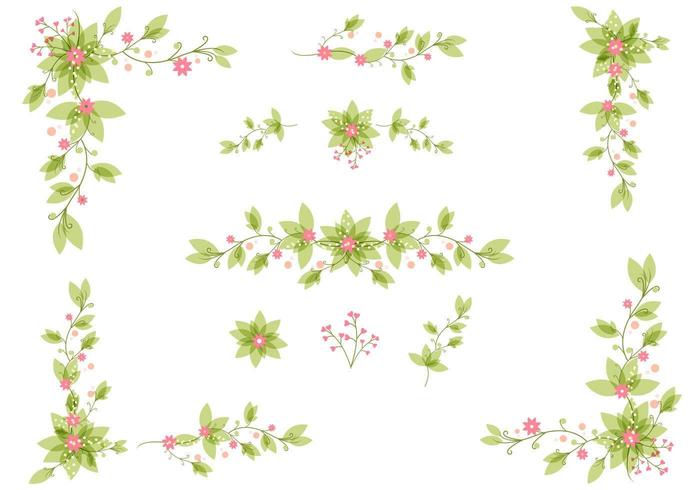 Elegante Floral hojas Vector Set