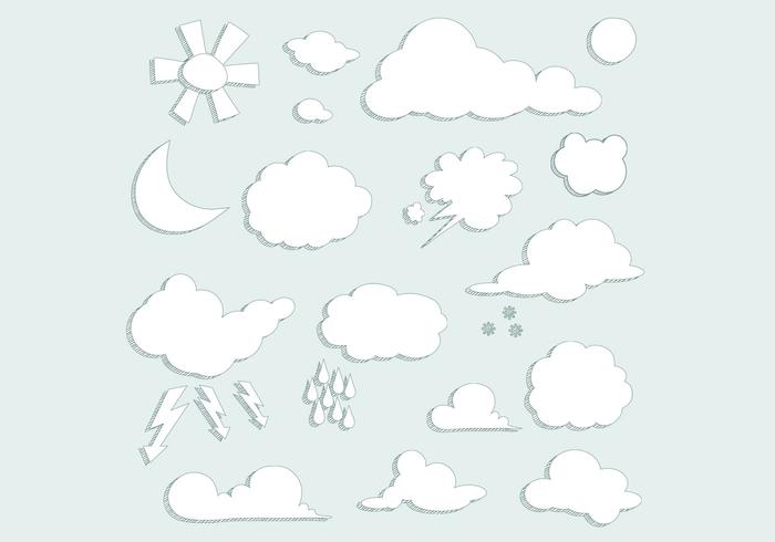 Sketched Clouds Weather Vector Set