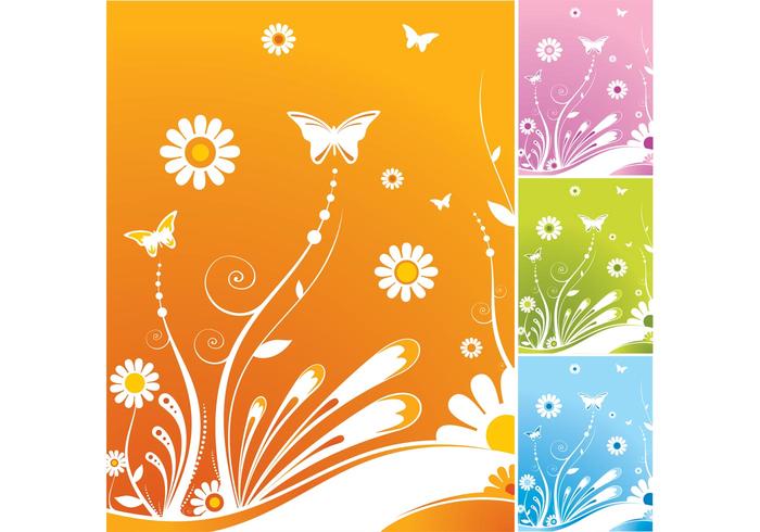 Spring Flowers Butterfly Vector Spring Flowers Butterfly Vector