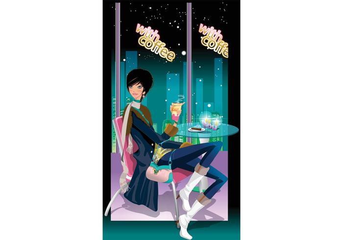Coffee Girl Vector Coffee Girl Vector