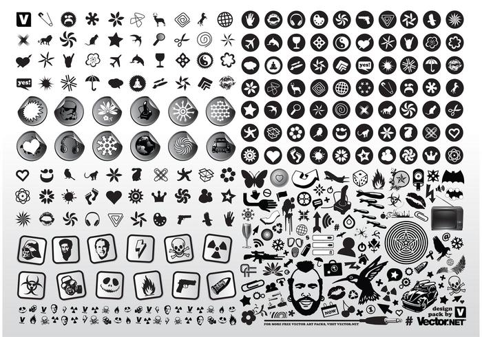 Iconos de Vector blanco negro