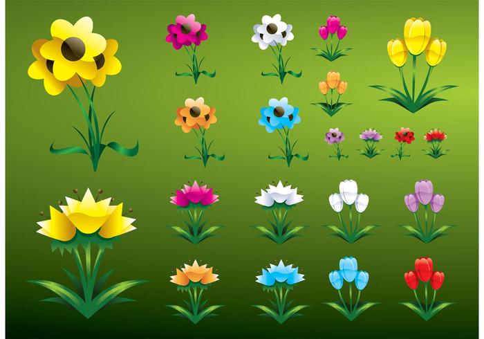 Glossy Flowers Vectors Glossy Flowers Vectors