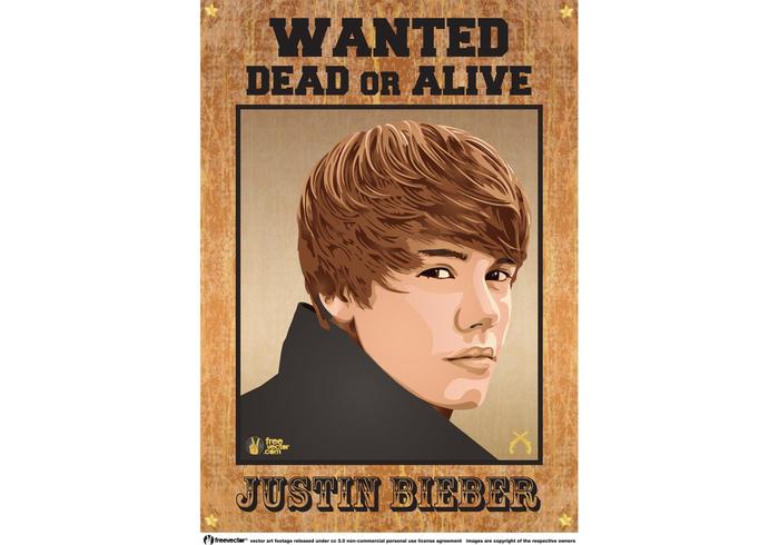 Justin Bieber Wanted Poster vector