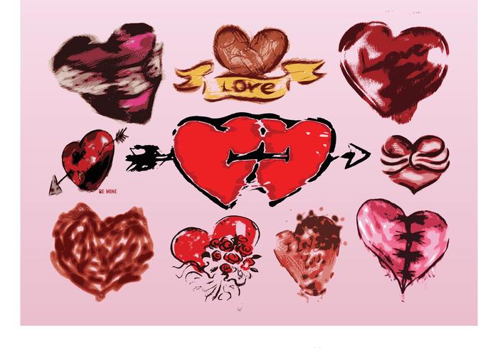 Grunge Hearts Vectors Grunge Hearts Vectors