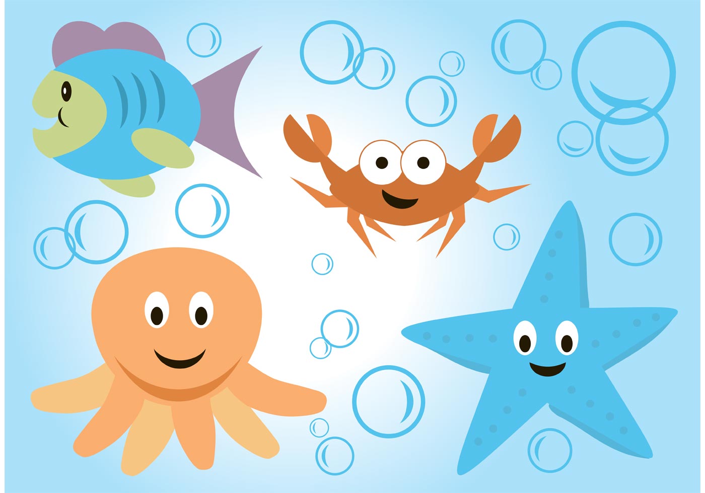 Sea Life Vector Cartoons - Download Free Vector Art, Stock Graphics