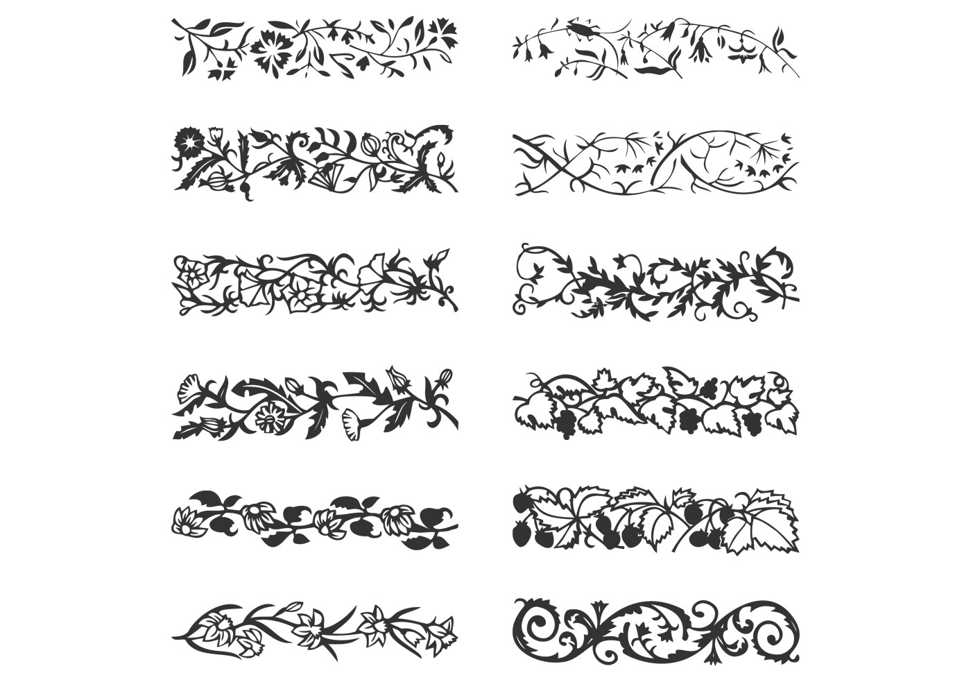 Download Leafy Vine Borders Vector Set 64493 - Download Free Vectors, Clipart Graphics & Vector Art