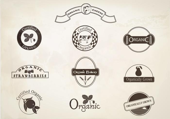 Retro Organic Labels Vector Set