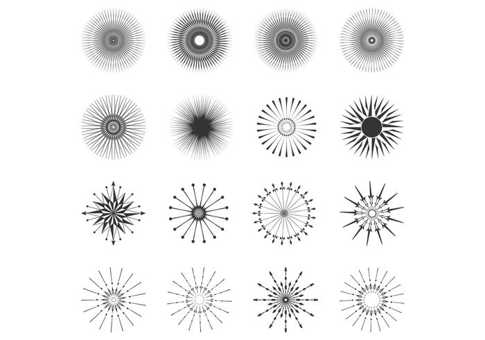 Pack de vectores de Sunbursts retro