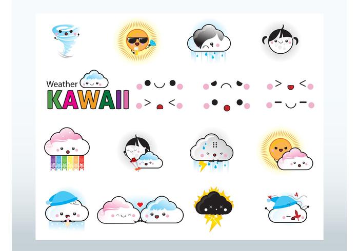 Kawaii Weather Vectors Kawaii Weather Vectors