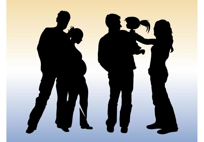 Family Silhouette Vectors Family Silhouette Vectors