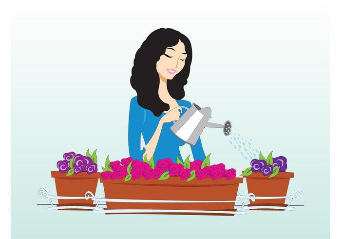 Woman Watering Plants Woman Watering Plants