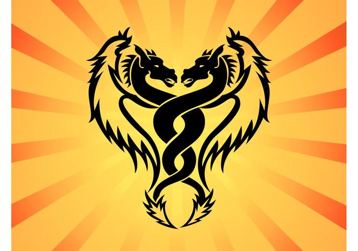 Twin Dragon Vector Twin Dragon Vector