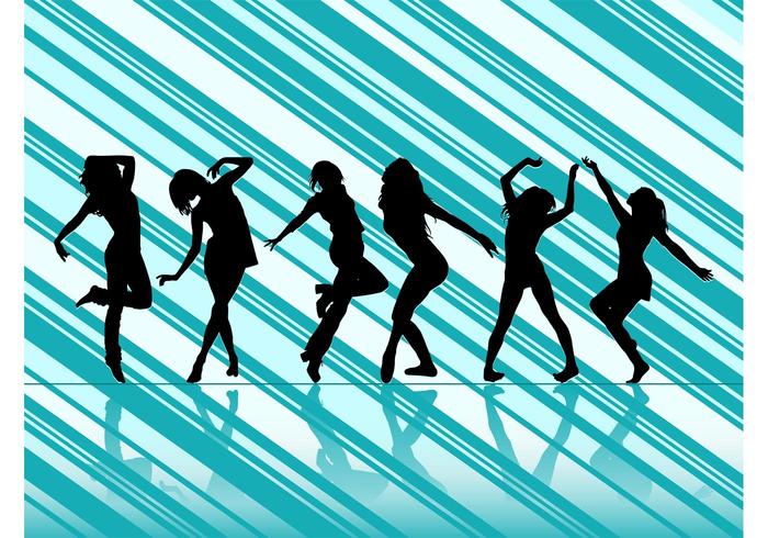 Dancing Women Vector Silhouettes