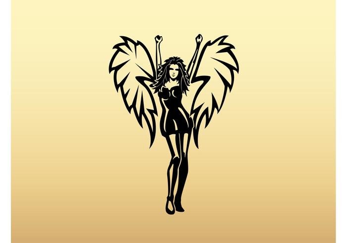 Winged Girl Vector Art Winged Girl Vector Art