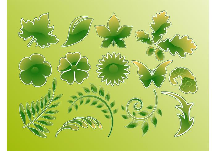 Green Glossy Vector Leaves