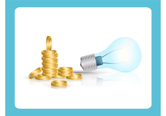 Light Bulb and Coins Vector Light Bulb and Coins Vector