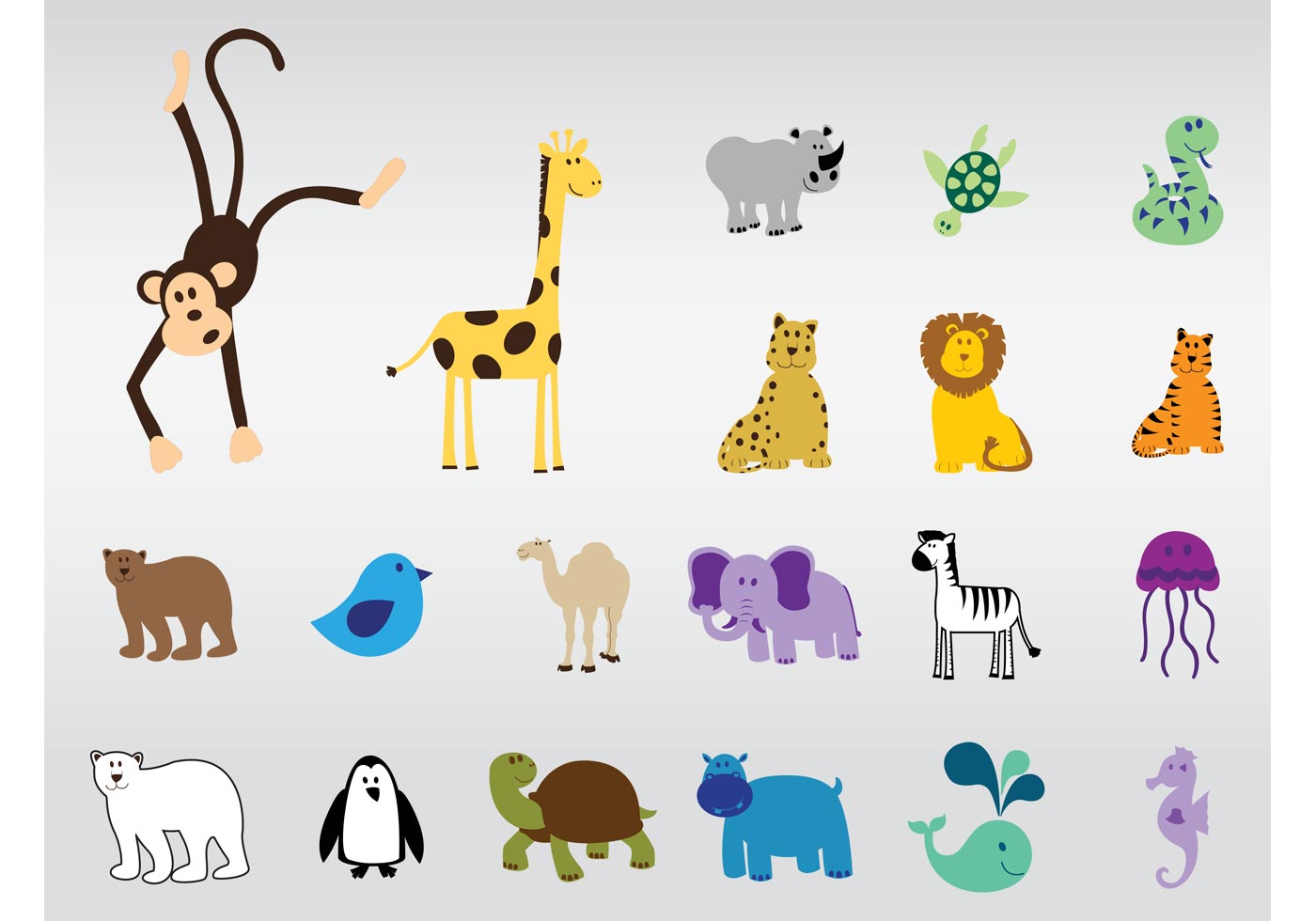 Download Cute Vector Animals - Download Free Vector Art, Stock Graphics & Images