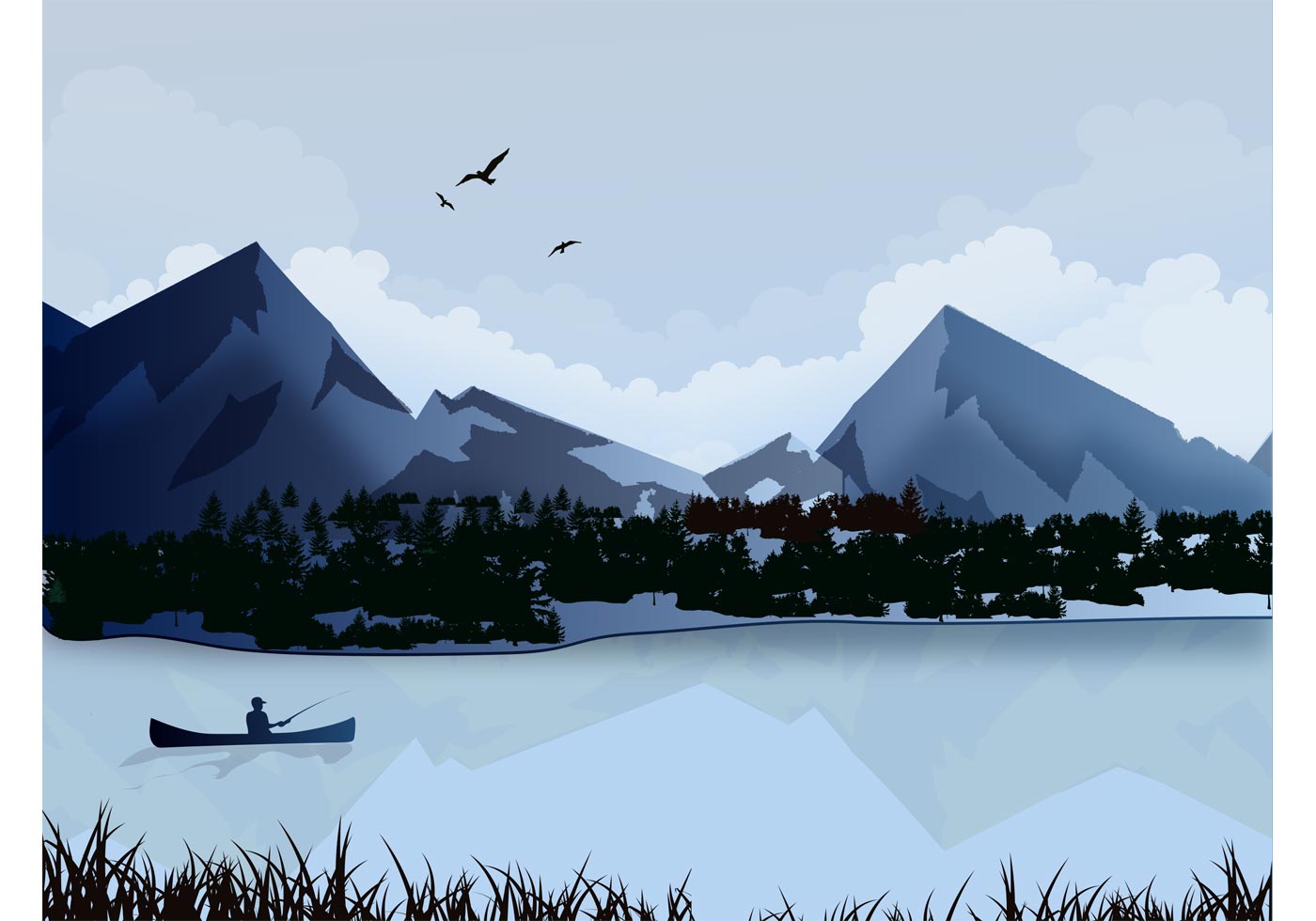 Lake Landscape - Download Free Vector Art, Stock Graphics & Images