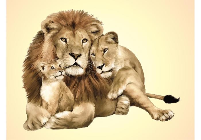 Lion Family Vector