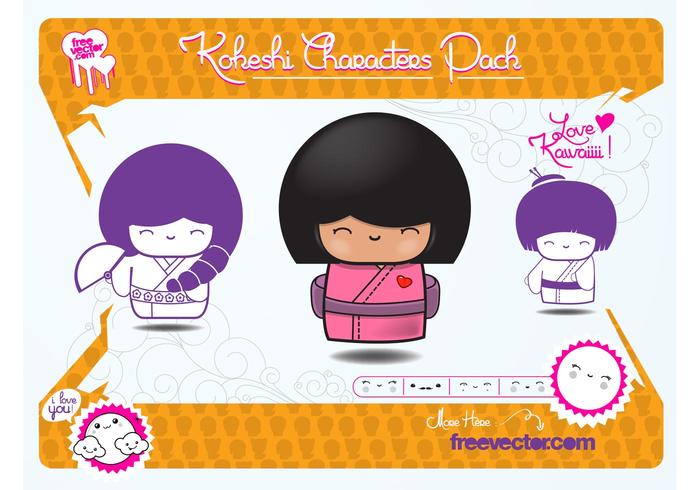 Kokeshi Dolls Vectors Kokeshi Dolls Vectors