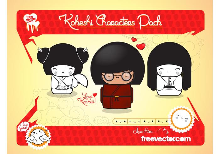 Japanese Kokeshi Vectors Japanese Kokeshi Vectors