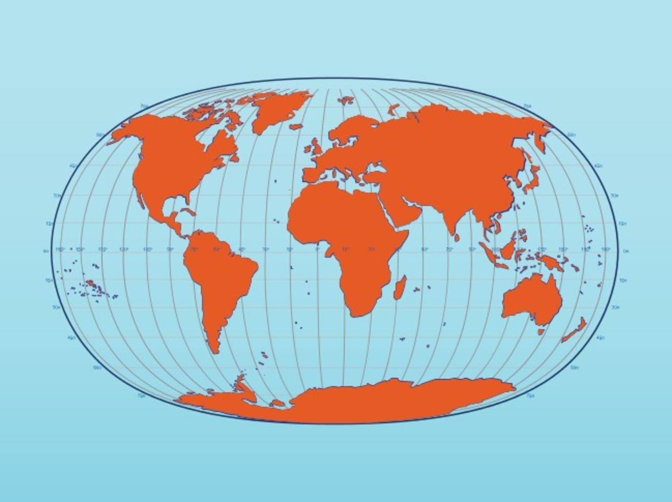 Vector World Map With Latitude And Longitude 