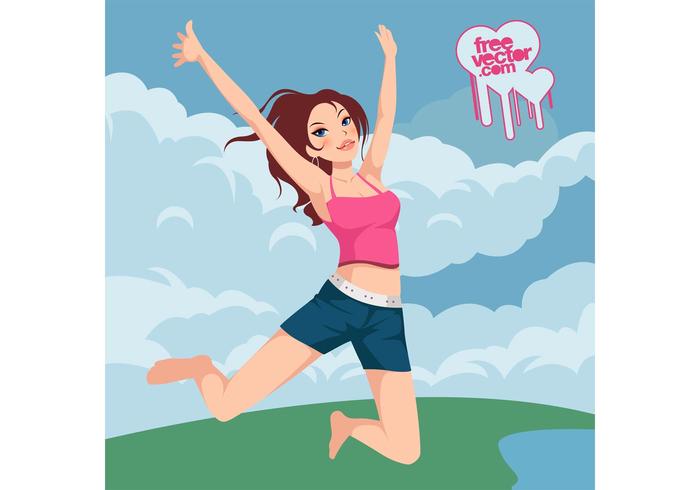 Jumping Girl Vector Jumping Girl Vector