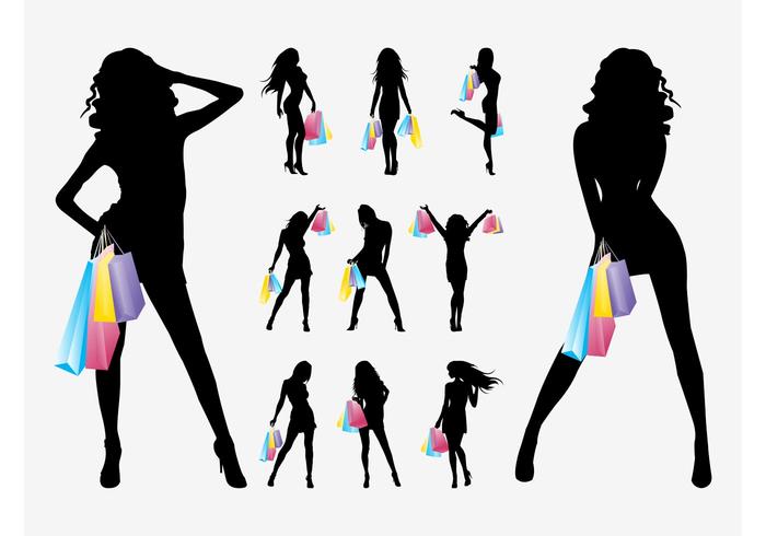 Shopping Girls Vector Shopping Girls Vector
